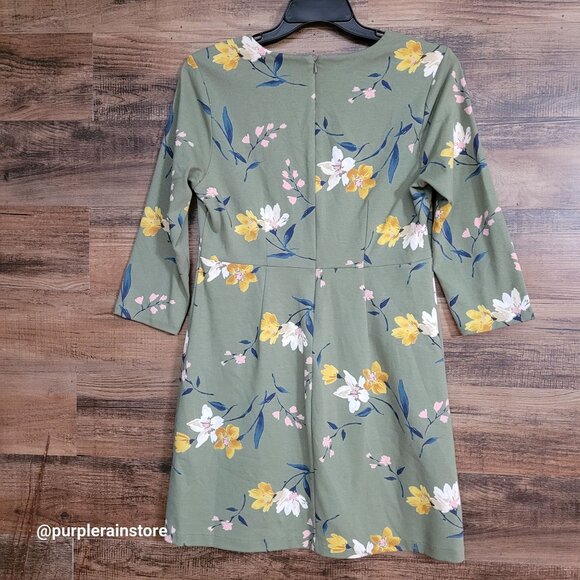 Old Navy Floral Sheath Dress L P Olive Gardencore Countrycore Fairycore Boho - Picture 3 of 12